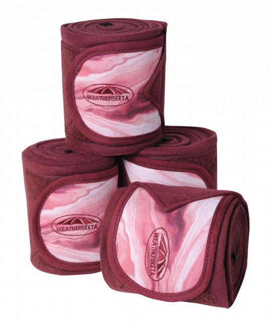 Weatherbeeta Marble Fleece Bandage 4 Pack (Burgundy Swirl Marble Print)
