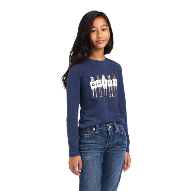 Ariat Youth Fan Club Long Sleeve T Shirt (Navy Heather)