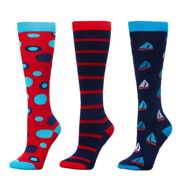 Dublin Adults 3 Pack Socks (Coral Spots)