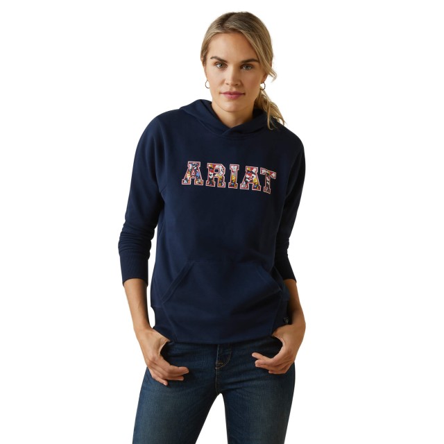 Ariat Womens 3D Logo 2.0 Hoodie (Navy/Red)