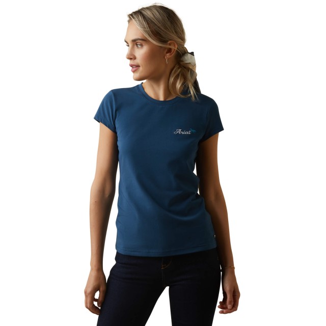 Ariat Womens Logo Script T-Shirt (Deep Petroleum)