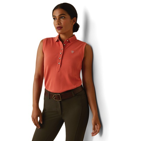 Ariat Womens Prix 2.0 Sleeveless Polo (Burnt Sienna)