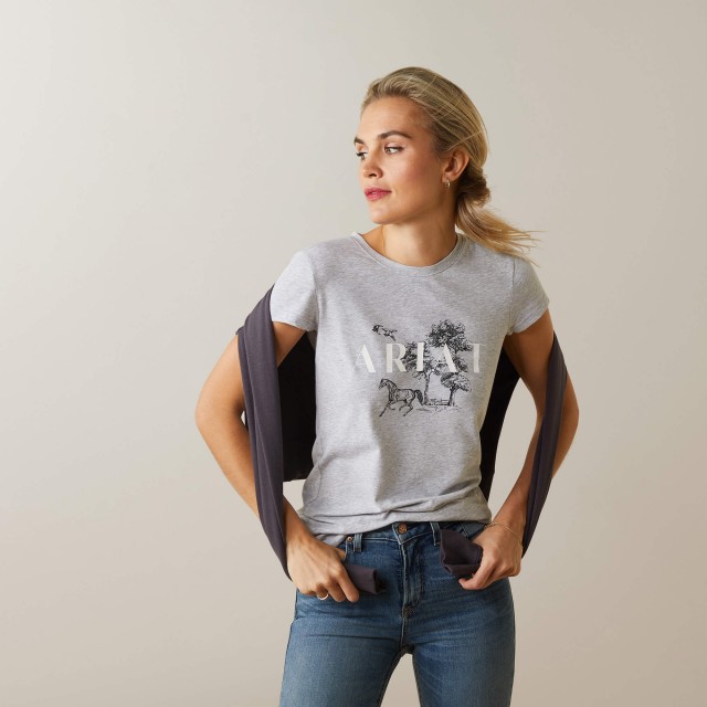 Ariat Womens Toile Scene T-Shirt (Heather Grey)