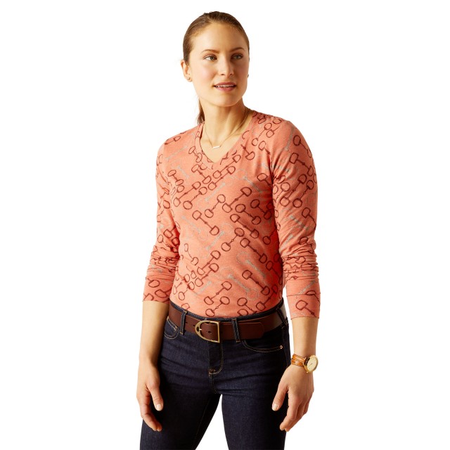 Ariat Women's Burnt Brick Bit Long Sleeve Tee (Burnt Brick)