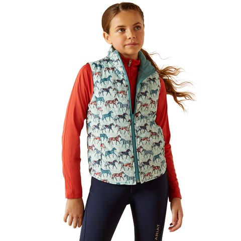 Ariat Youth Bella Insulated Reversible Vest (Painted Ponies/Brittany Blue)