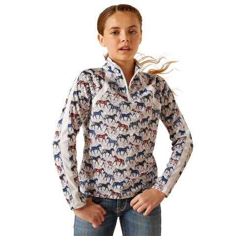 Ariat Youth Sunstopper 3.0 Long Sleeve Base Layer (Painted Ponies)