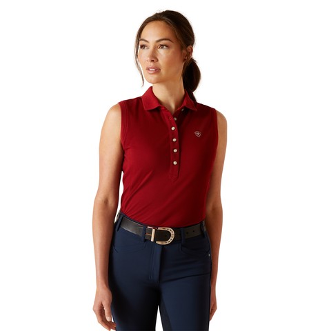 Ariat Womens Prix 2.0 Sleeveless Polo (Sun-Dried Tomato)