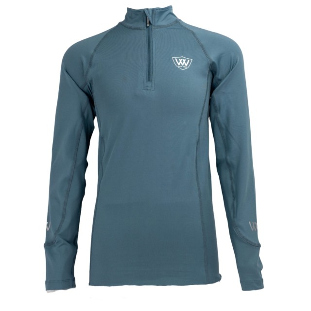 Woof Wear Young Rider Long Sleeve Tech Riding Shirt (Mineral Blue)