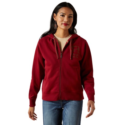 Ariat Women's Stitched Full Zip Hoodie (Biking Red)