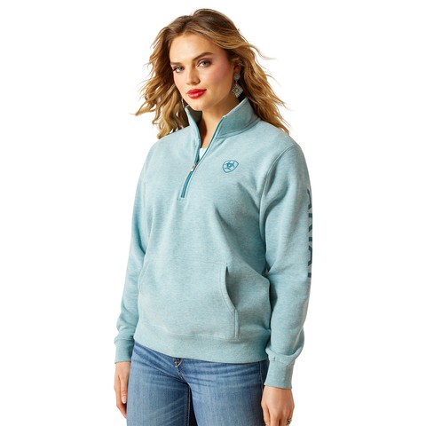 Ariat Women's Foundation Logo 1/2 Zip Sweatshirt (Teal Heather)