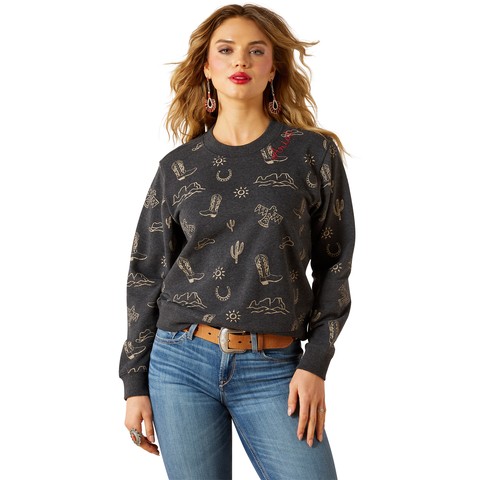 Ariat Women's Essential Crew Sweatshirt (Black Heather)