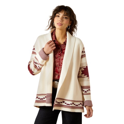 Ariat Women's Westward Wrap Sweater (Cream Southwest Print)