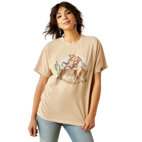 Ariat Women's Ride On T-Shirt (Oyster Grey Mineral Wash)