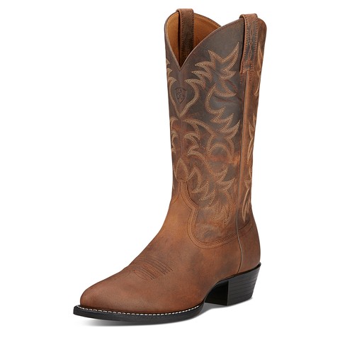 Ariat Men's Heritage R Toe Western Boot (Distressed Brown)