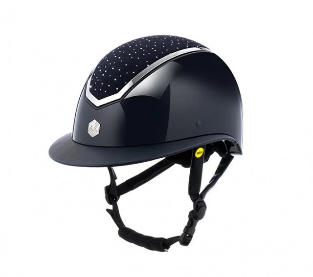 EQx Kylo Riding Helmet Wide Peak (Navy Gloss Crystal/Silver) MIPS