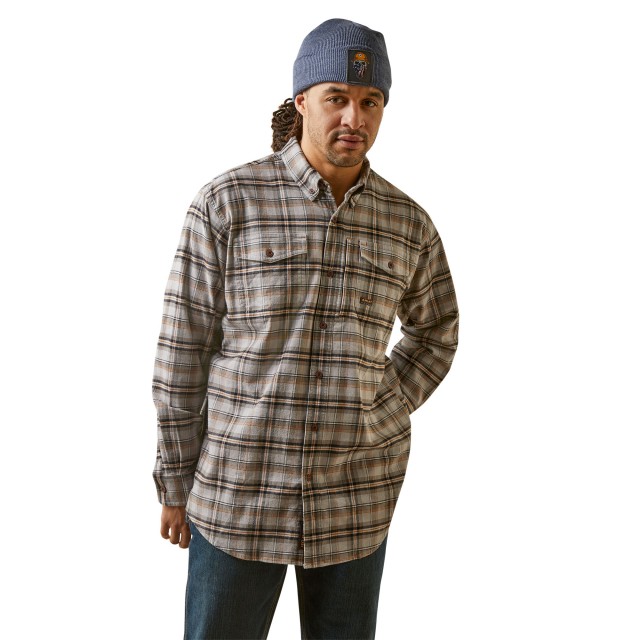 Ariat Men's Rebar Flannel DuraStretch Work Shirt (Alloy Plaid)