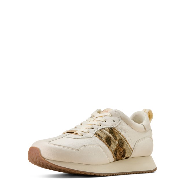 Ariat Women's Ranch Runner Shoe (Bright Cream/Gilded Leopard Hair On)