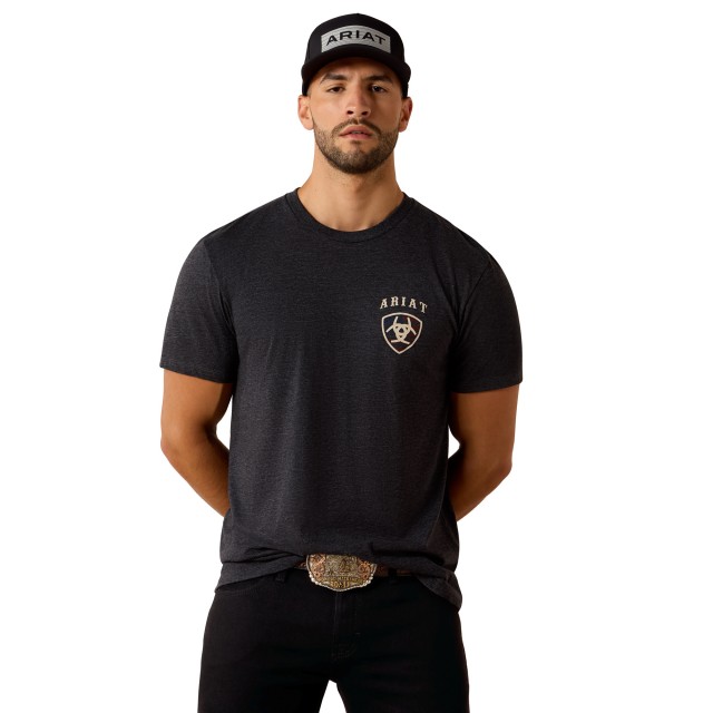 Ariat Mens American Bison Short Sleeve T Shirt (Charcoal Heather)