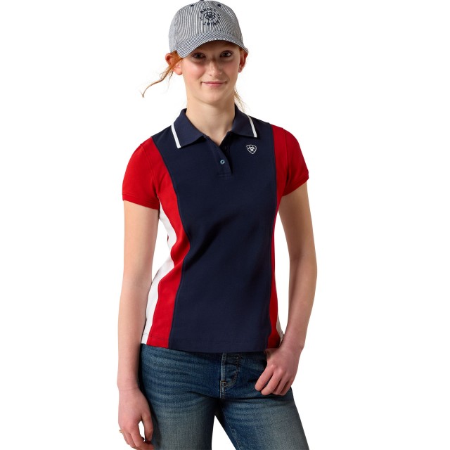 Ariat Youth Taryn Short Sleeve Polo (Team Navy/Red)
