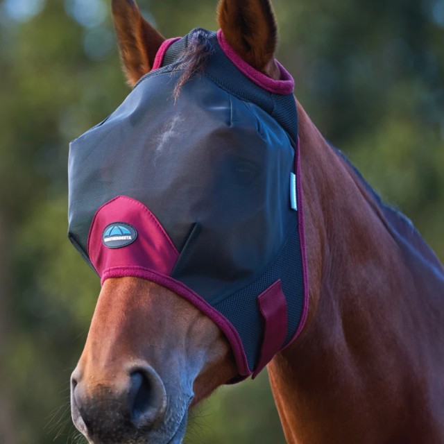 Weatherbeeta ComFiTec Fine Mesh Fly Mask (Black/Burgundy)