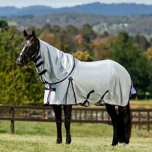 Weatherbeeta ComFiTec Airflow Fly Sheet Detach-A-Neck (Grey/Navy/Burgundy)