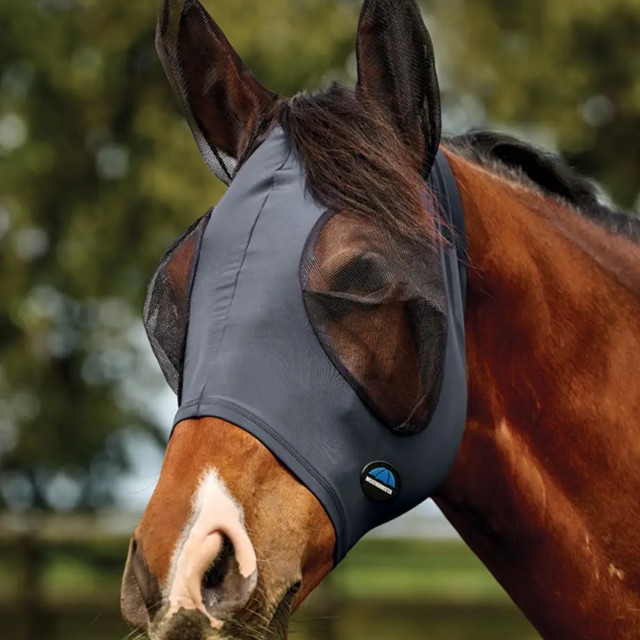 Weatherbeeta ComFiTec Deluxe Stretch Fly Mask With Ears (Charcoal/Black)