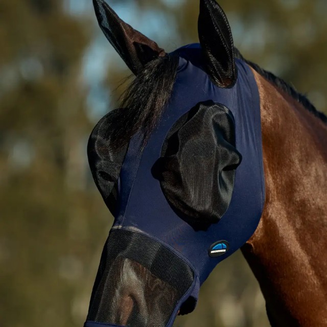 Weatherbeeta ComFiTec Luxe Stretch Fly Mask With Ears & Nose (Navy/Black)
