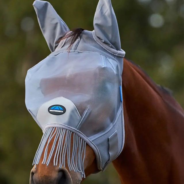 Weatherbeeta ComFiTec Fine Mesh Fly Mask With Ears & Tassels (Grey)