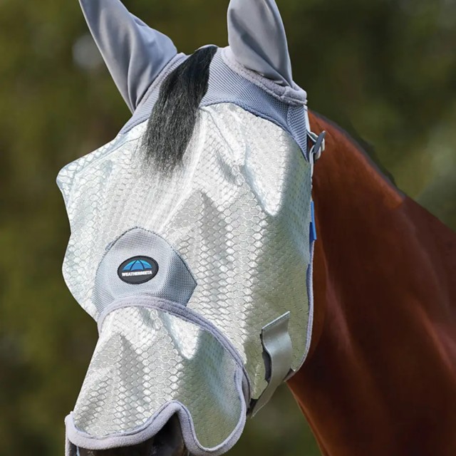 Weatherbeeta ComFiTec Hexi Shield Fly Mask With Ears & Nose (Silver)