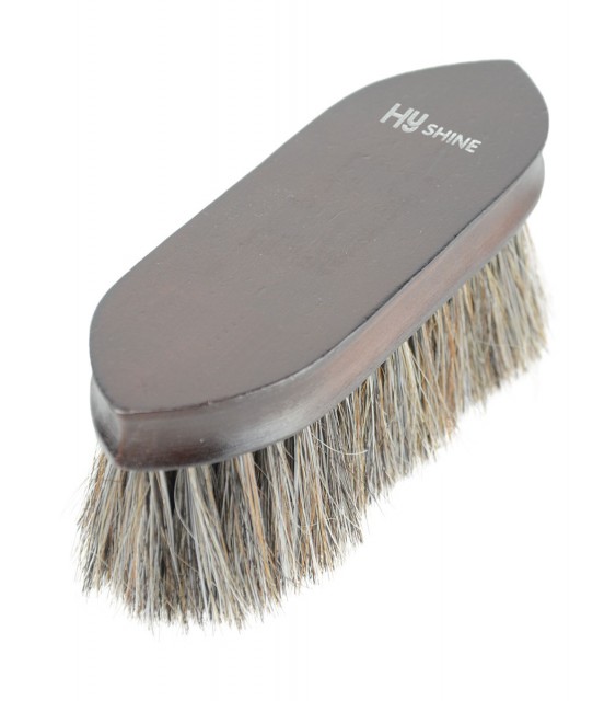 HySHINE Deluxe Horse Hair Wooden Dandy Brush (Dark Brown)