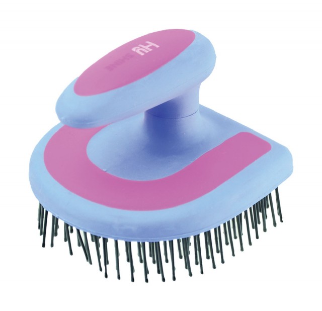 HySHINE Horseshoe Mane Brush (Blue/Pink)