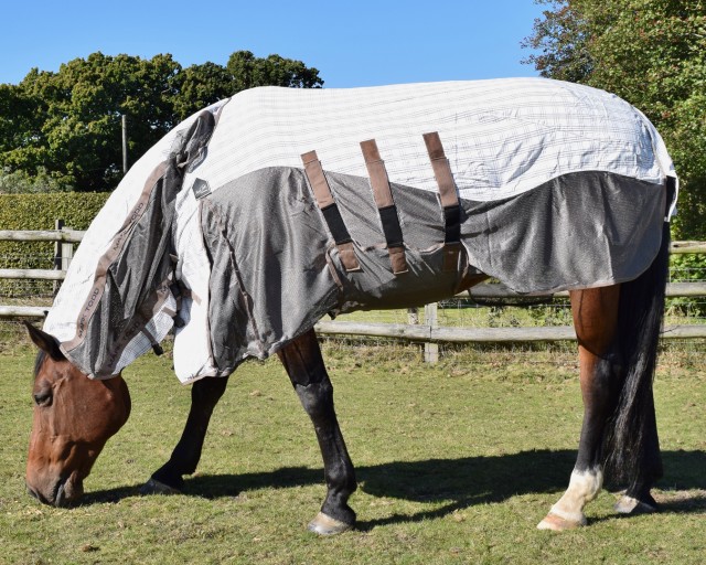 Mark Todd Air Mesh Combo Rug (White, Blue & Tan)