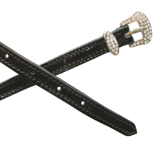 Mark Todd Patent Leather Spur Straps Diamante Buckle (Black)
