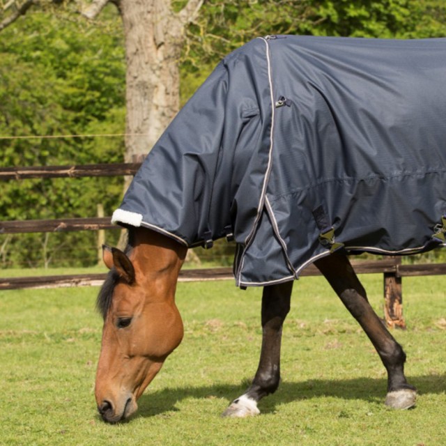 Mark Todd Lightweight Turnout Neck Cover (Navy & Beige) - Neck Cover Only