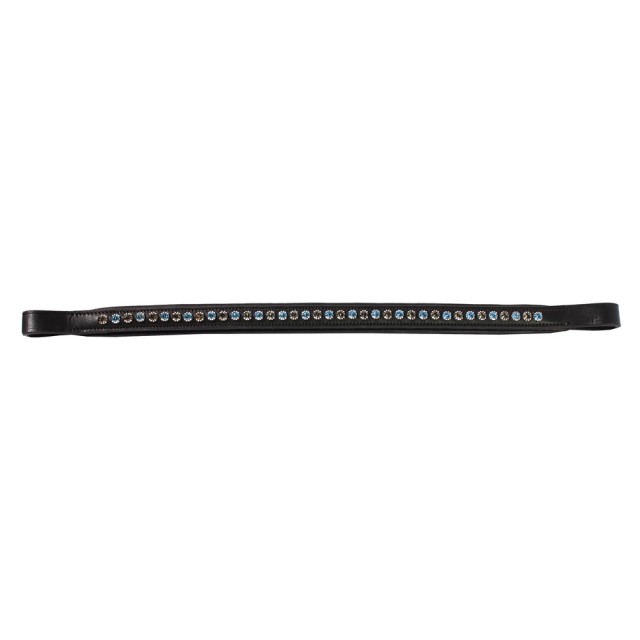 JHL Baby Blue & Black Diamante Padded Browband (Brown)