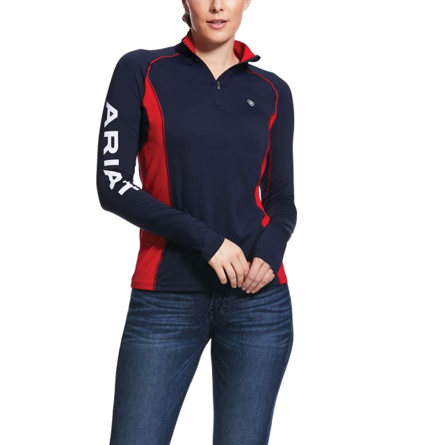 Ariat Women's Team Tri Factor Quarter Zip Top (Team Navy)