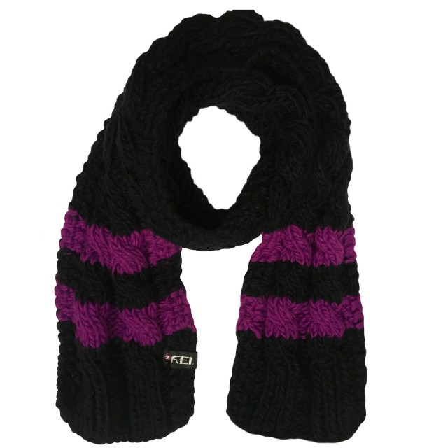 purple and black scarf