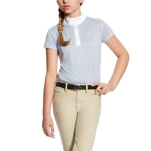 Ariat (Sample) Girl's Aptos Show Shirt (White/Blue Stripe)