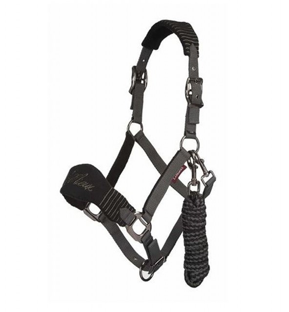 LeMieux Vogue Fleece Headcollar & Leadrope (Black/Grey)