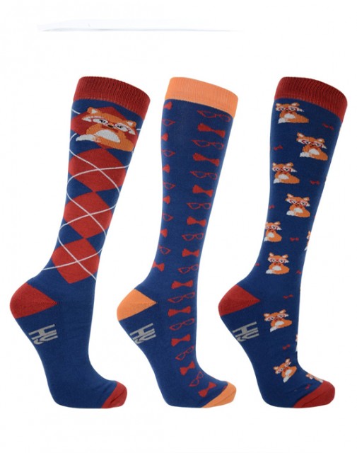 Hy Fraser the Fox Socks 3pk (Navy, Red & Orange)