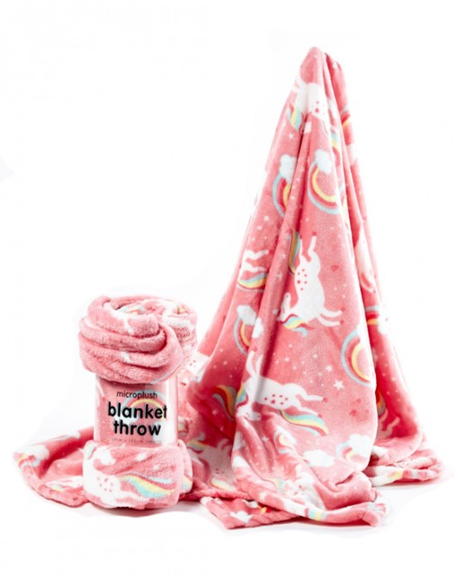 Unicorn Cosy Throw Pink