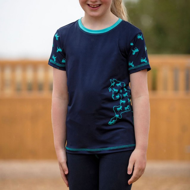 Mark Todd Kids Short Sleeve Tee (Navy/Aqua)