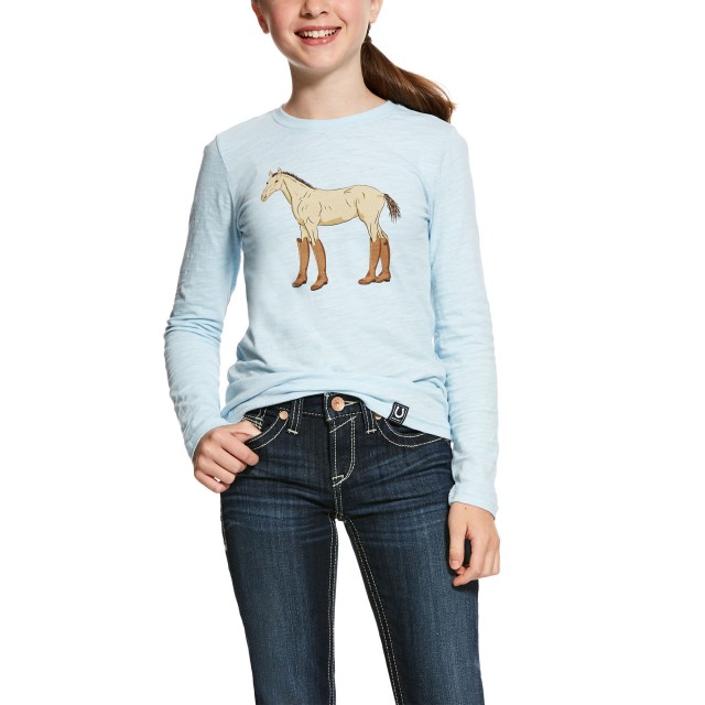 Ariat (Sample) Kid's Boots Long Sleeve T-Shirt (Tahoe Blue)